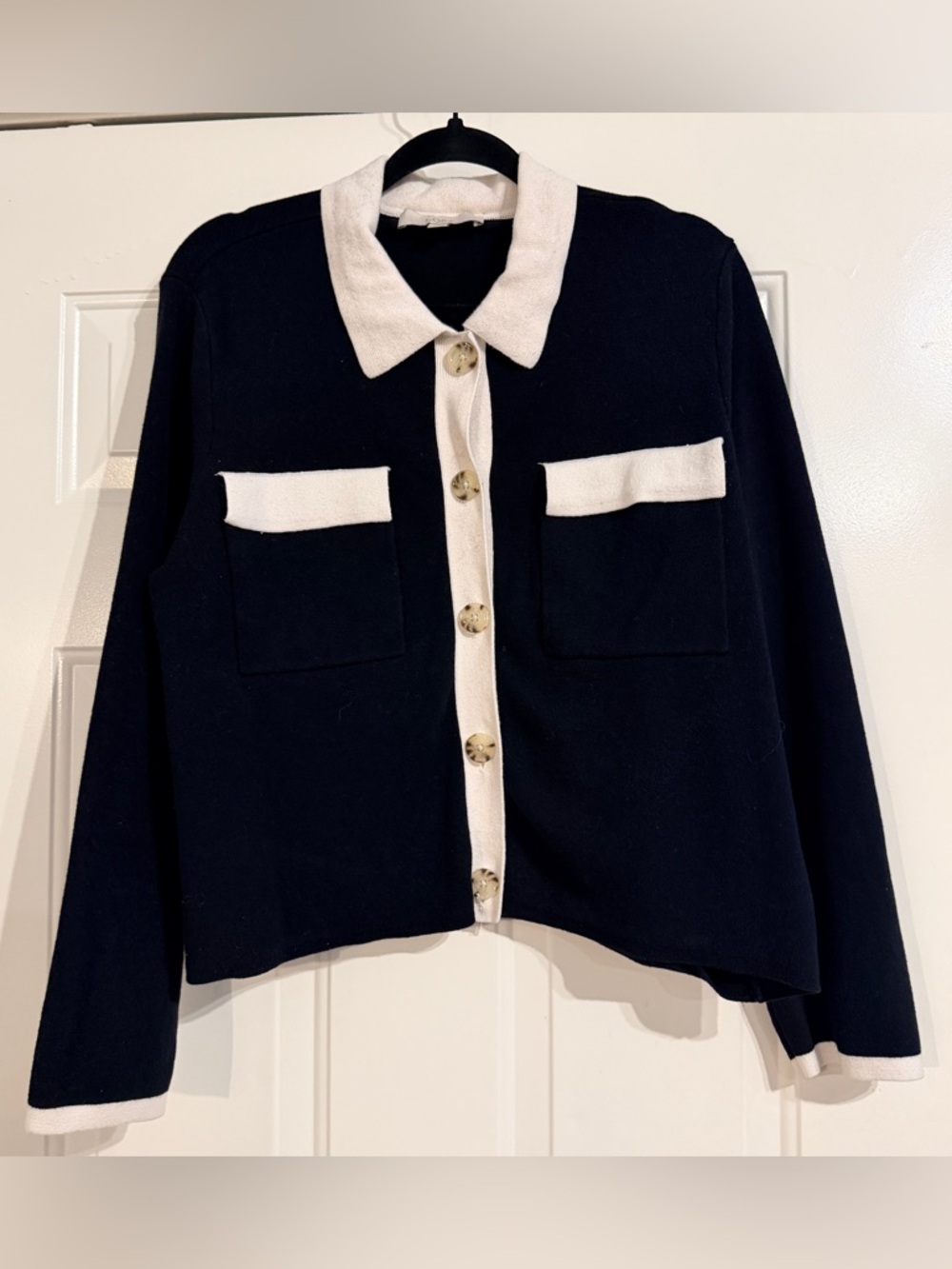 LOFT black collared button front cardigan sweater size XL